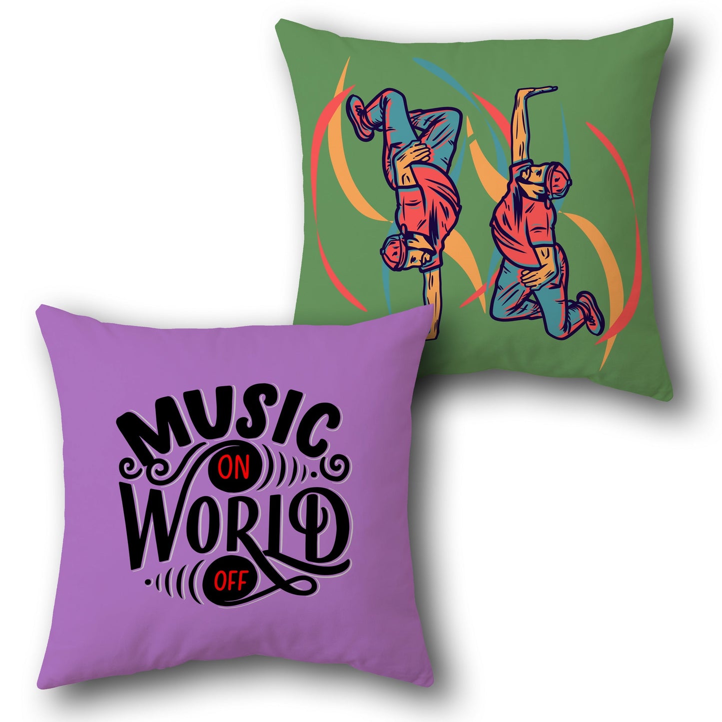 "Music On World Off" Dancer Cushion (Front & Back)