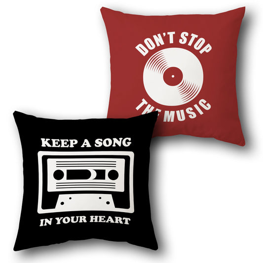 "Keep a Song in Your Heart" Retro Music Cushion (Front & Back)