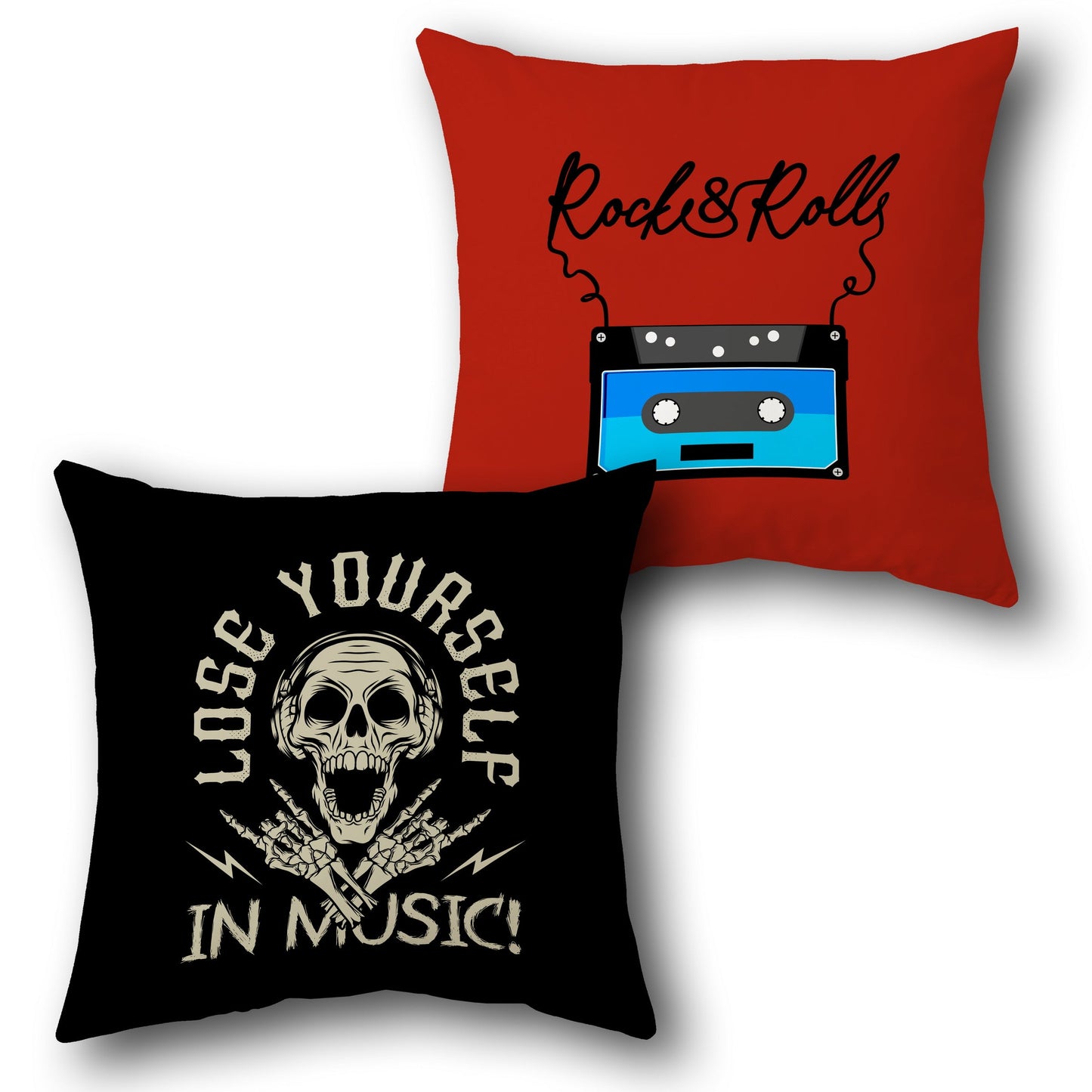 Rock & Roll Music Skull Cushion (Front & Back)