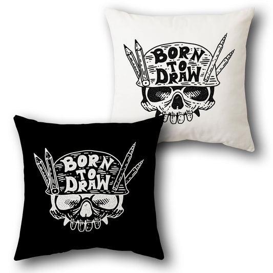 Born to Draw Skull Cushion (Front & Back)