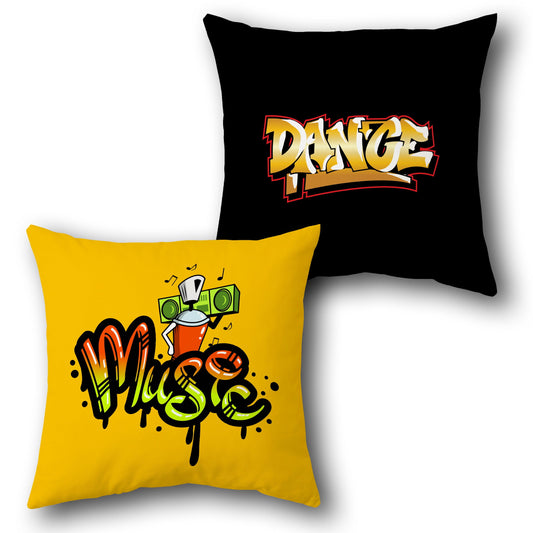 Music Dance Graffiti Cushion (Front & Back)