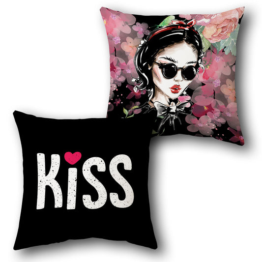 Kiss Floral Cushion (Front & Back)