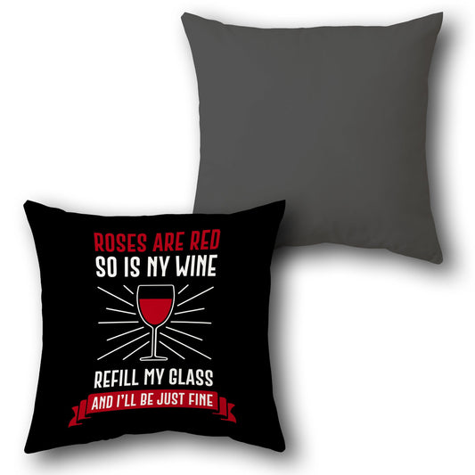 "Roses and Wine Rhyme Cushion (Front & Back)"