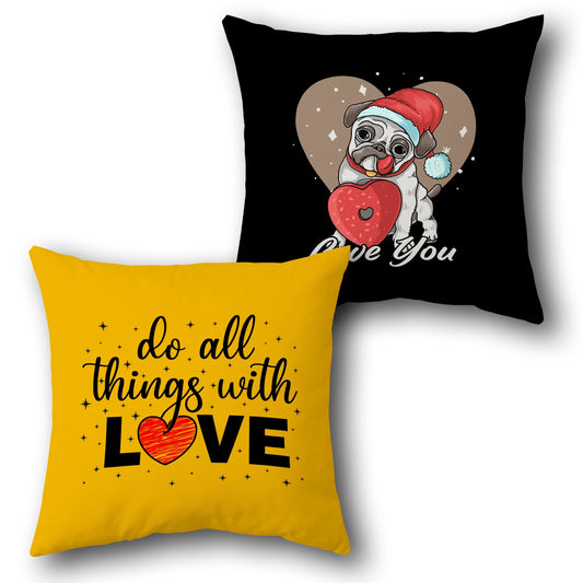 Love You Pug Cushion (Front & Back)