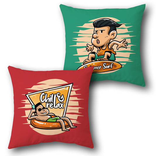 "Summer Surf Chill" Single Cushion (Front & Back)
