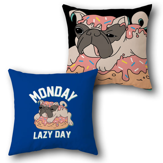 "Monday Lazy Day" Single Cushion (Front & Back)