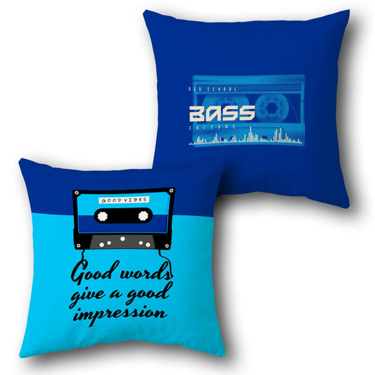 Good Vibes Blue Throw s  Design Cushion Single (Front & Back)