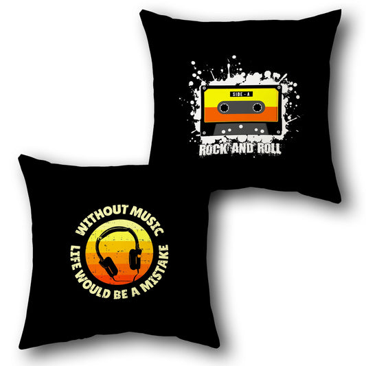 Retro Music Throw    Design Cushion Single (Front & Back)
