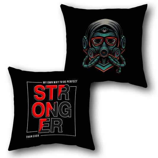 Stronger Gas Mask Throw s  Design Cushion Single (Front & Back)