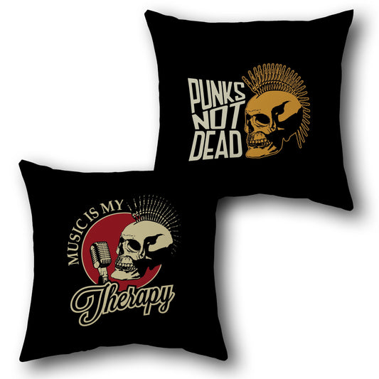Punk Rock Therapy   - Obsidian Black Design Cushion Single (Front & Back)