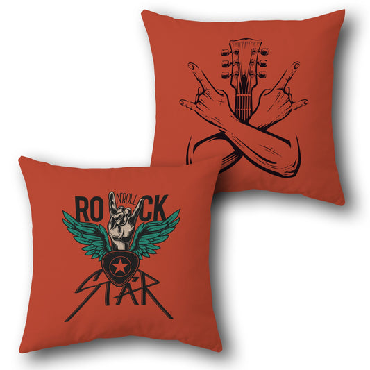 Rock Star Rebel   - Fiery Red Design Cushion Single (Front & Back)