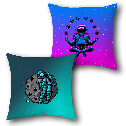 Cosmic Astronaut   - Galaxy Blue & Nebula Purple Design Cushion Single (Front & Back)