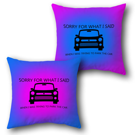 Parking Humor   - Vibrant Blue & Magenta Pink Design Cushion Single (Front & Back)