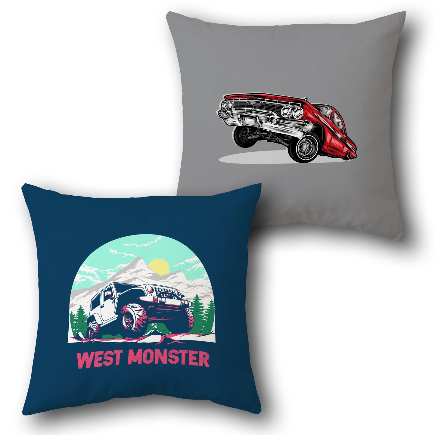 Off-Road Beast   - Navy Blue & Steel Gray Design Cushion Single (Front & Back)