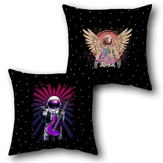 Space Rocker   - Cosmic Black Design Cushion Single (Front & Back)