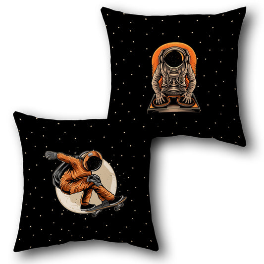 Galaxy Vibes Astronaut Throw   (Pack ) Design Cushion Single (Front & Back)