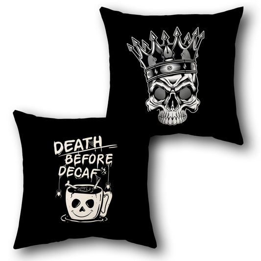 Dark Vibes Skull and Coffee   –   Design Cushion Single (Front & Back)
