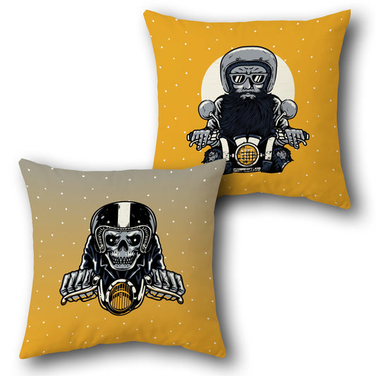 Biker Skeleton Cushion (, Front & Back)