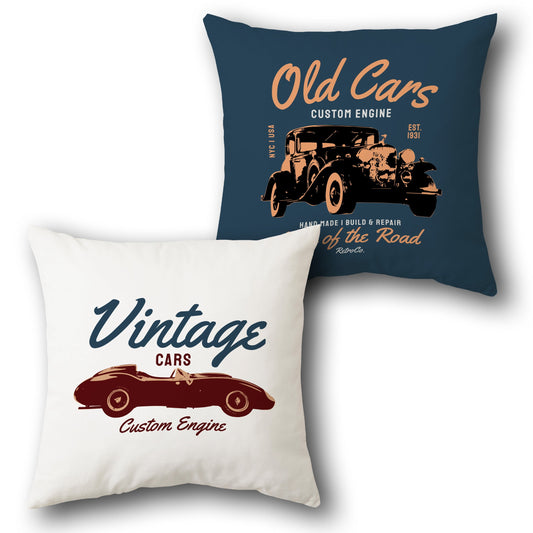 Old Cars Vintage Cushion (Front & Back)