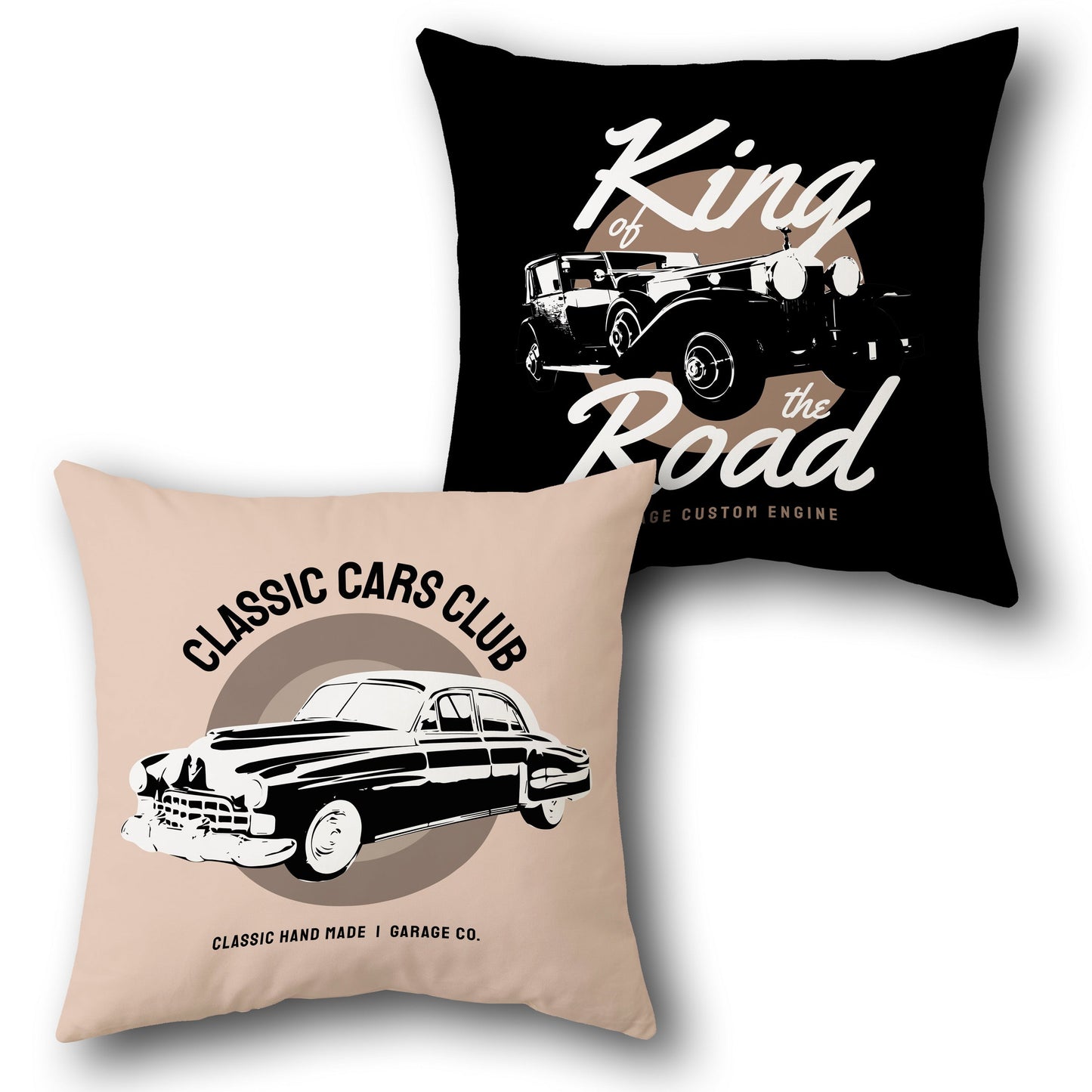 King of the Road Classic Cars Cushion (Front & Back)