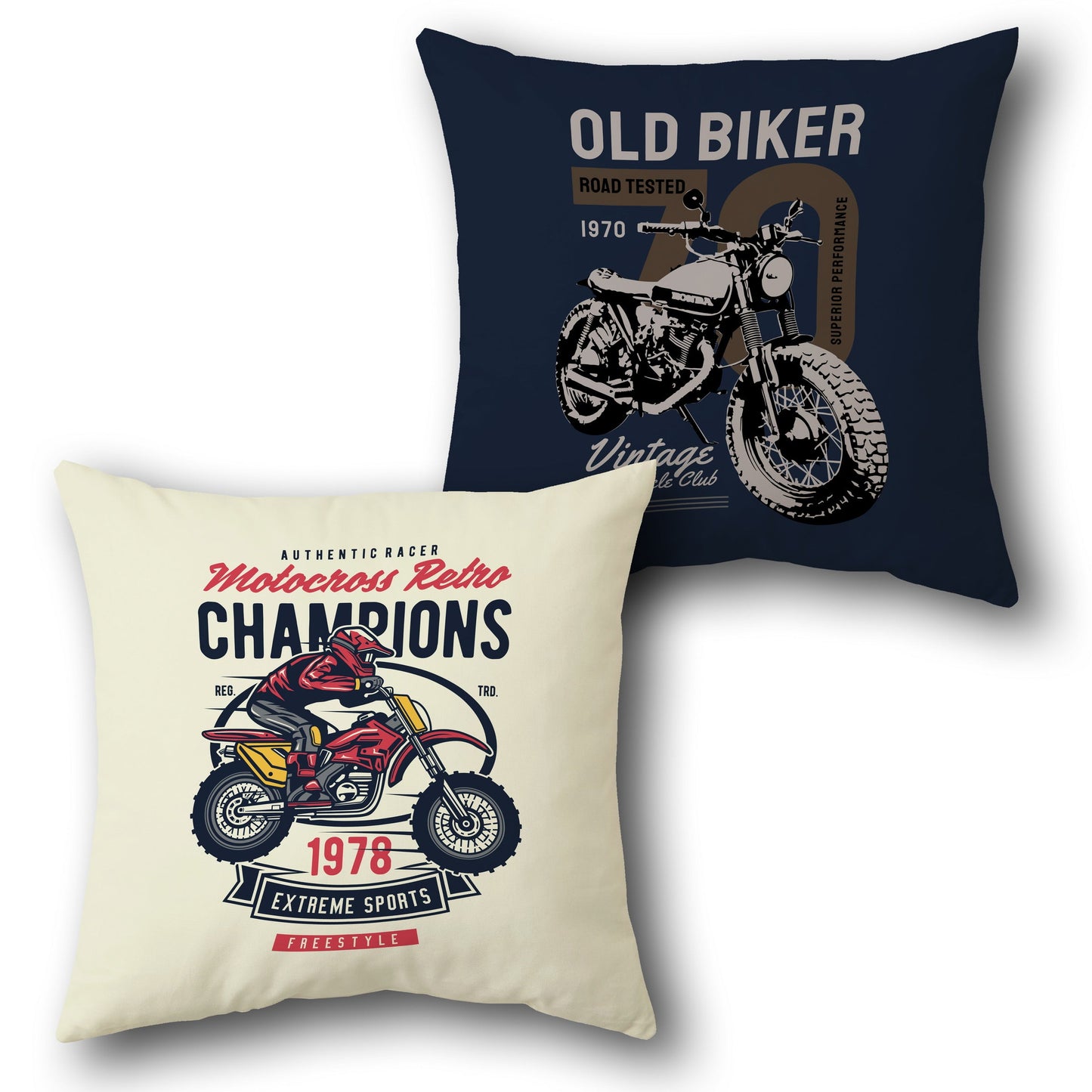 Motocross Old Biker Cushion (Front & Back)