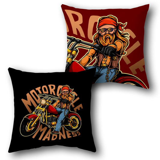Red Motorcycle Madness Cushion (Front & Back)