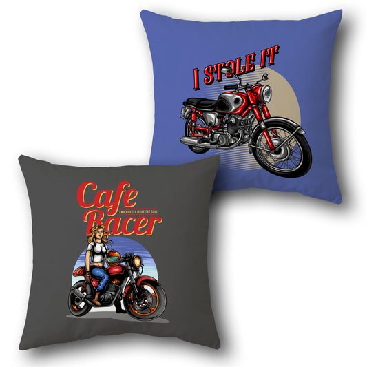 Gray Blue Cafe Racer Cushion (Front & Back)