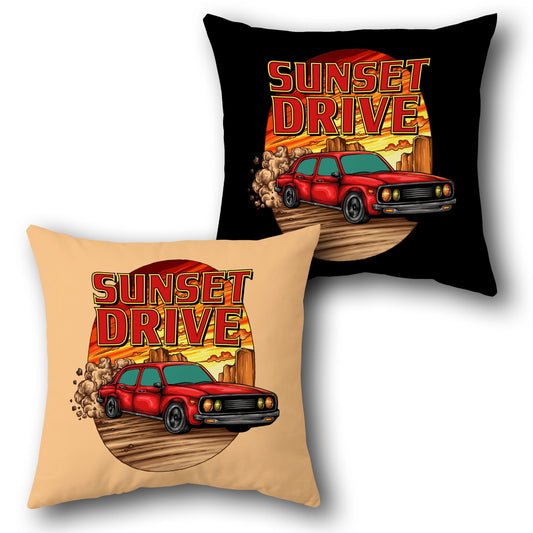 Black Sunset Drive Cushion (Front & Back)