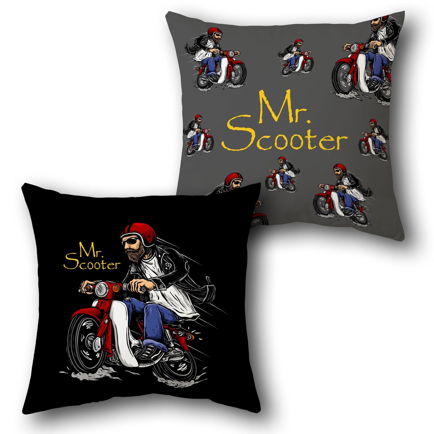 Black Gray Mr. Scooter Cushion (Front & Back)
