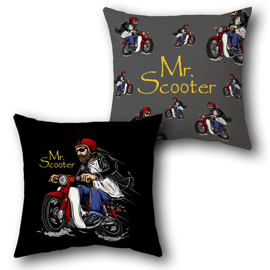 Black Gray Mr. Scooter Cushion (Front & Back)