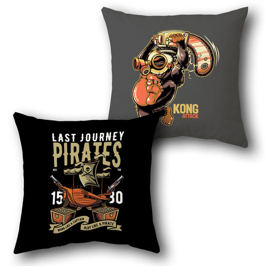Black Gray Pirate Kong Cushion (Front & Back)