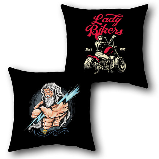 "Lady Bikers Thunder Cushion" (Front & Back Design)