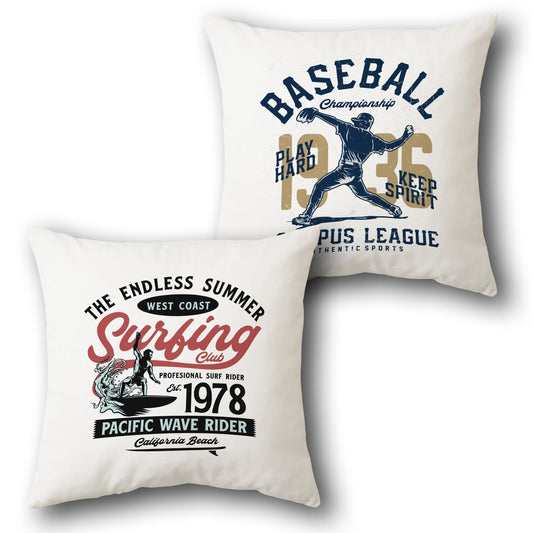 "West Coast Baseball Surfer Cushion" (Front & Back Design)