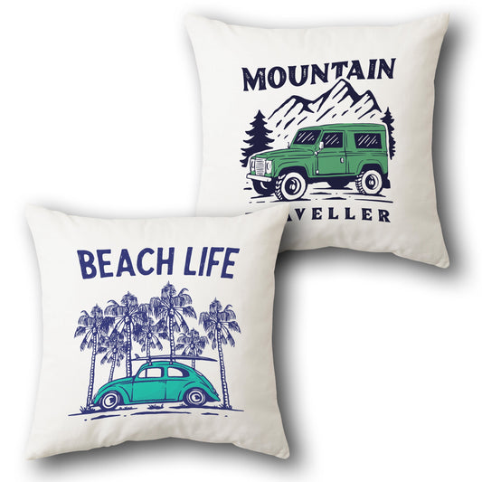 Beach Life Mountain Traveller Cushion (Front & Back)