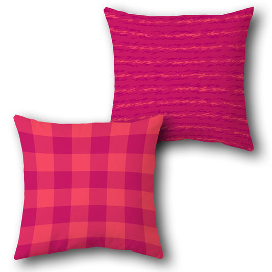 Pink Checkered Scribble  Design Cushion Single (Front & Back)