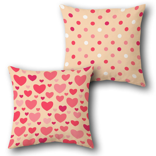 Heart and Polka Dot  Design Cushion Single (Front & Back)