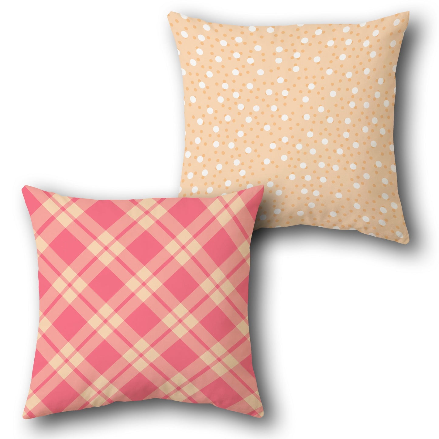 Checkered Polka Dot  Design Cushion Single (Front & Back)