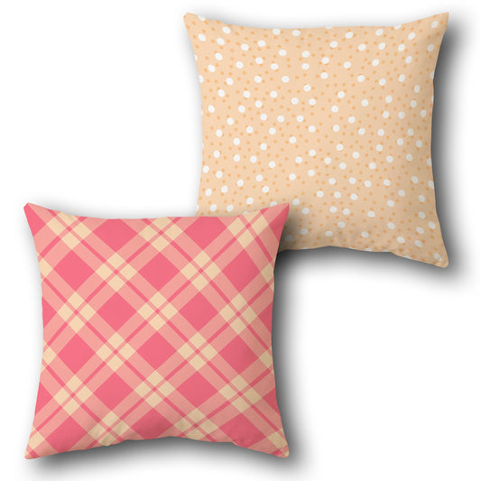 Checkered Polka Dot  Design Cushion Single (Front & Back)