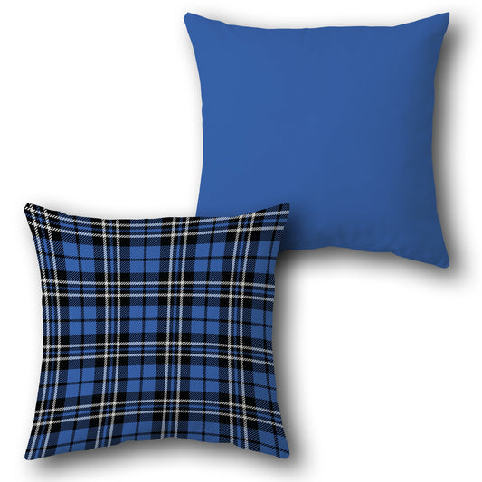 Blue Plaid  Design Cushion Single (Front & Back)