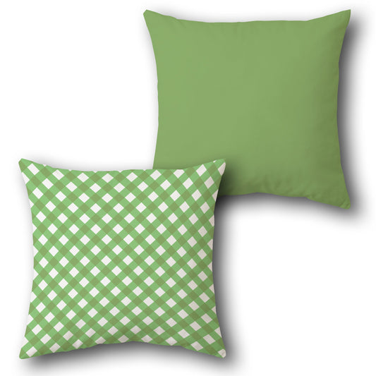 Green Checkered  Design Cushion Single (Front & Back)