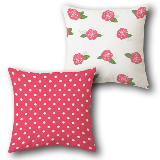 Floral Polka Dot Throw   Design Cushion Single (Front & Back)