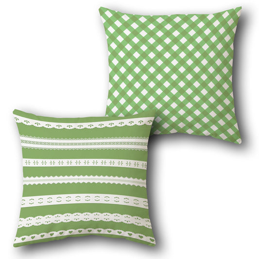 Green Lace Pattern Throw   Design Cushion Single (Front & Back)