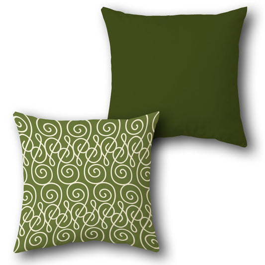 Swirl Pattern  in Forest Green and Cream  Design Cushion Single (Front & Back)