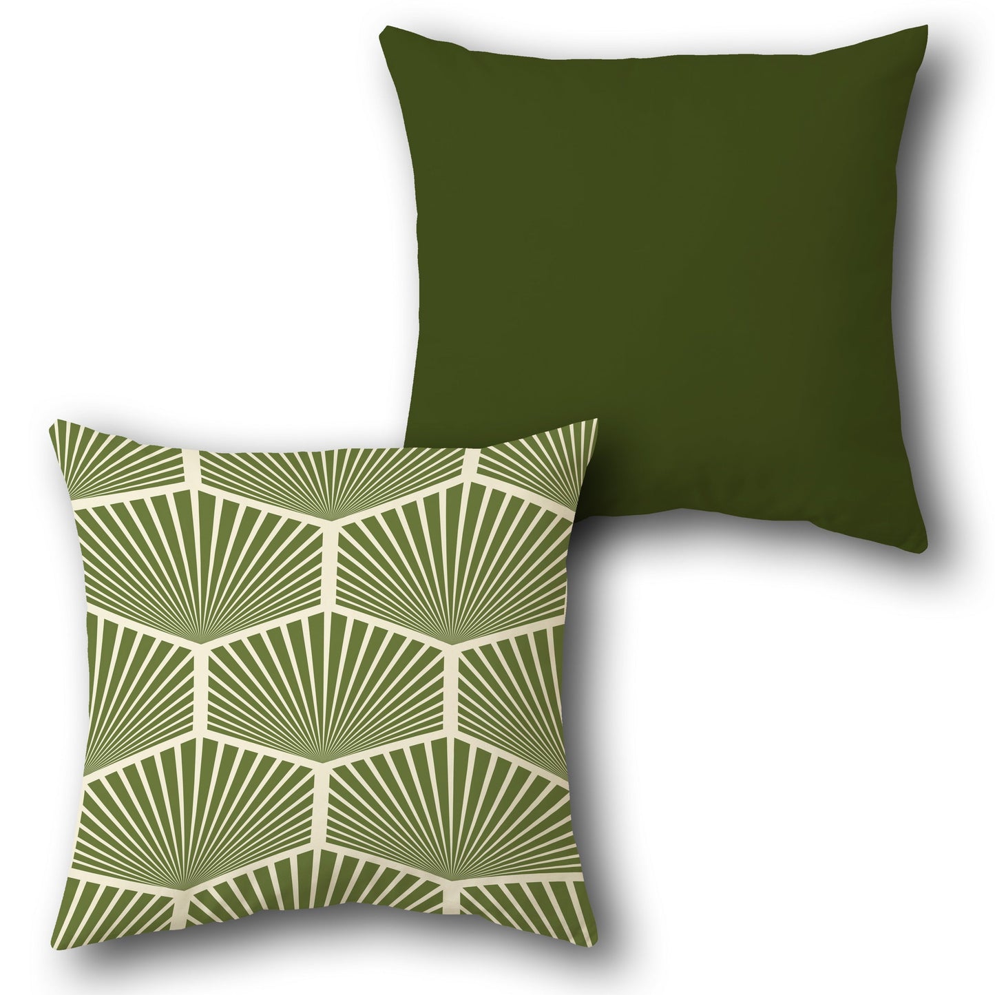 Art Deco  in Forest Green and Cream  Design Cushion Single (Front & Back)
