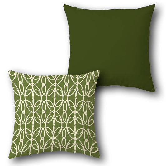 Swirl Pattern  in Forest Green-Cream  Design Cushion Single (Front & Back)