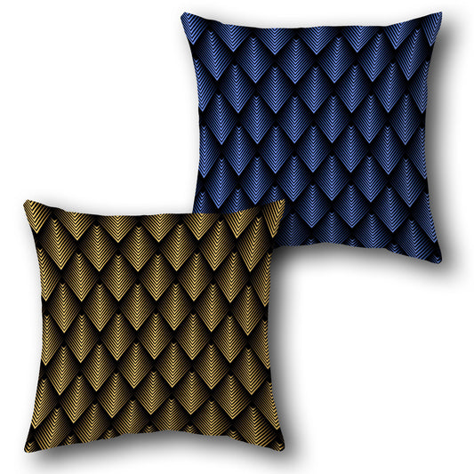 Retro Tech Decorative  - Blue and Yellow Design Cushion Single (Front & Back)