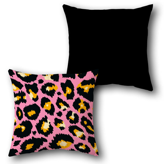 Hot Pink Leopard Print Throw s  Design Cushion Single (Front & Back)