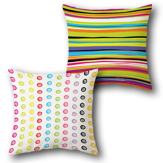 "Colorful Polka Dot & Striped " Design Cushion Single (Front & Back)