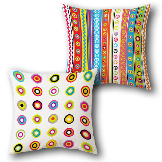 "Colorful Polka Dot & Zigzag Striped " Design Cushion Single (Front & Back)