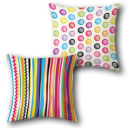 "Colorful Striped & Polka Dot " Design Cushion Single (Front & Back)